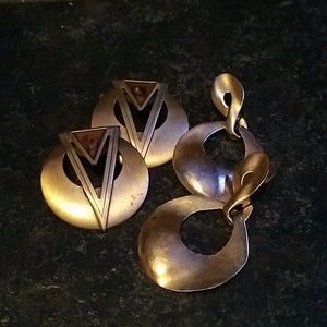 Large gold tone earrings